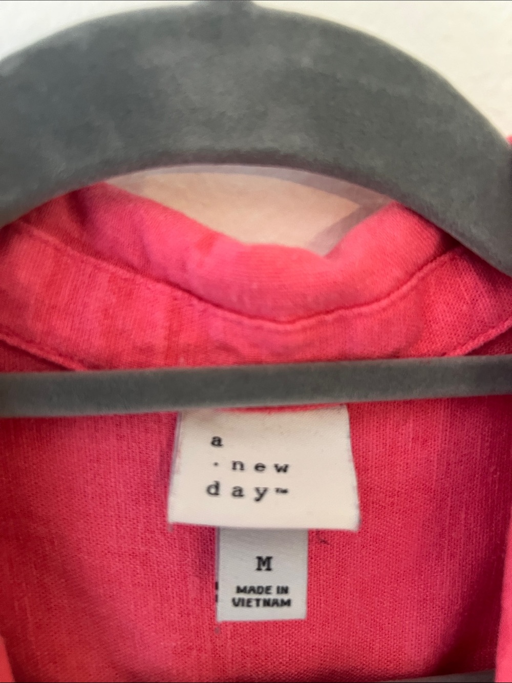 a new day Target Coral Pink Short Sleeve Button Front Linen Camp Summer Shirt M - Picture 2 of 9